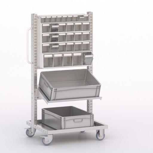 [045896] Carro modular serie Unibox con 10 cajones, 1 estante y 2 cajas - Dim.: 730x613x1365h mm - Gris ral 7035