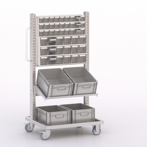 [045897] Carro modular serie Unibox con 12 cajones, 1 estante y 4 cajas - Dim.: 730x613x1365h mm - Gris ral 7035