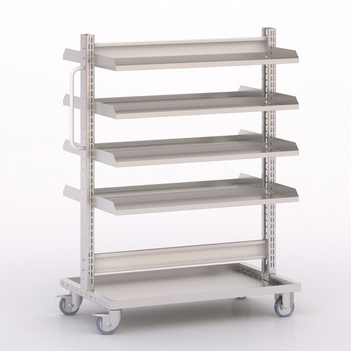 [045987] Carro modular con 8 bandejas (sin cajas) - Dim.: 1035x613x1365h mm - Cincado y Gris ral 7035