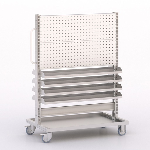 [046018] Carro modular con 8 bandejas y paneles perforados - Dim.: 1035x613x1365h mm - Cincado y Gris ral 7035