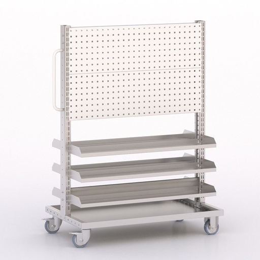 [046020] Carro modular con 6 bandejas y paneles perforados - Dim.: 1035x613x1365h mm - Cincado y Gris ral 7035