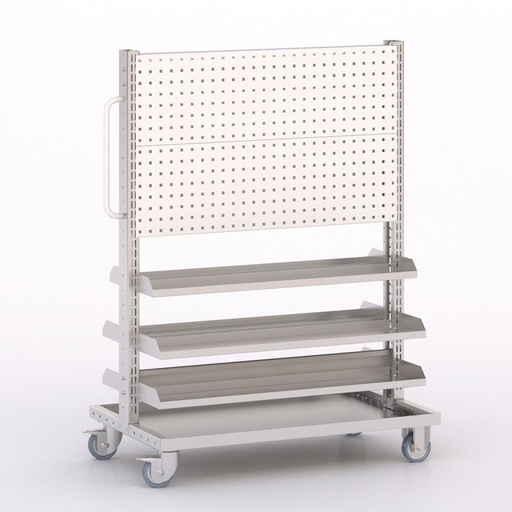[046022] Carro modular con 6 bandejas y paneles perforados - Dim.: 1035x613x1365h mm - Cincado y Gris ral 7035