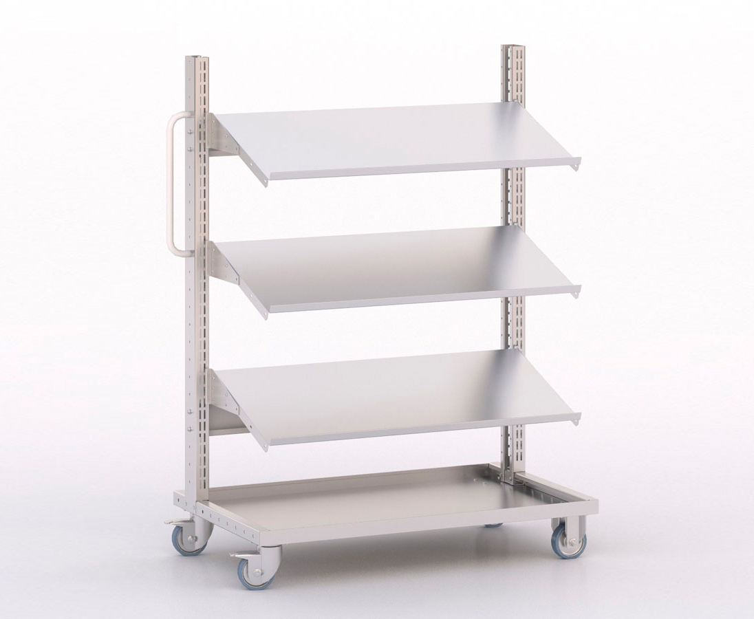 [046027] Carro modular con 3 bandejas (sin cajas) - Dim.: 1023x613x1365h mm - Cincado y Gris ral 7035