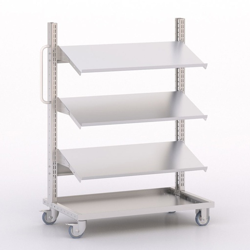 [046027] Carro modular con 3 bandejas (sin cajas) - Dim.: 1023x613x1365h mm - Cincado y Gris ral 7035