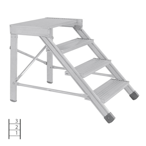[046033] Escalera con 3 escalones y descansillo, anchura de escalones 600 mm - Dim.: 950x716x600h mm - Aluminio