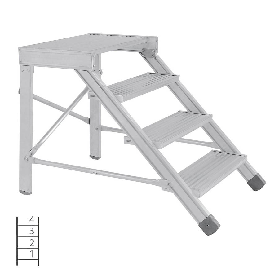 [046034] Escalera con 4 escalones y descansillo, anchura de escalones 600 mm - Dim.: 1150x743x800h mm - Aluminio