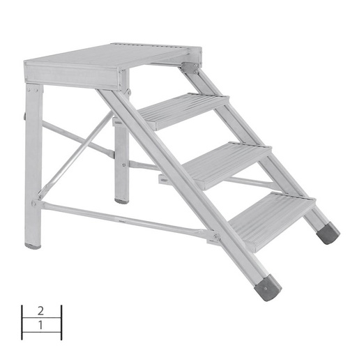 [046038] Escalera con 2 escalones y descansillo, anchura de escalones 800 mm - Dim.: 750x889x400h mm - Aluminio