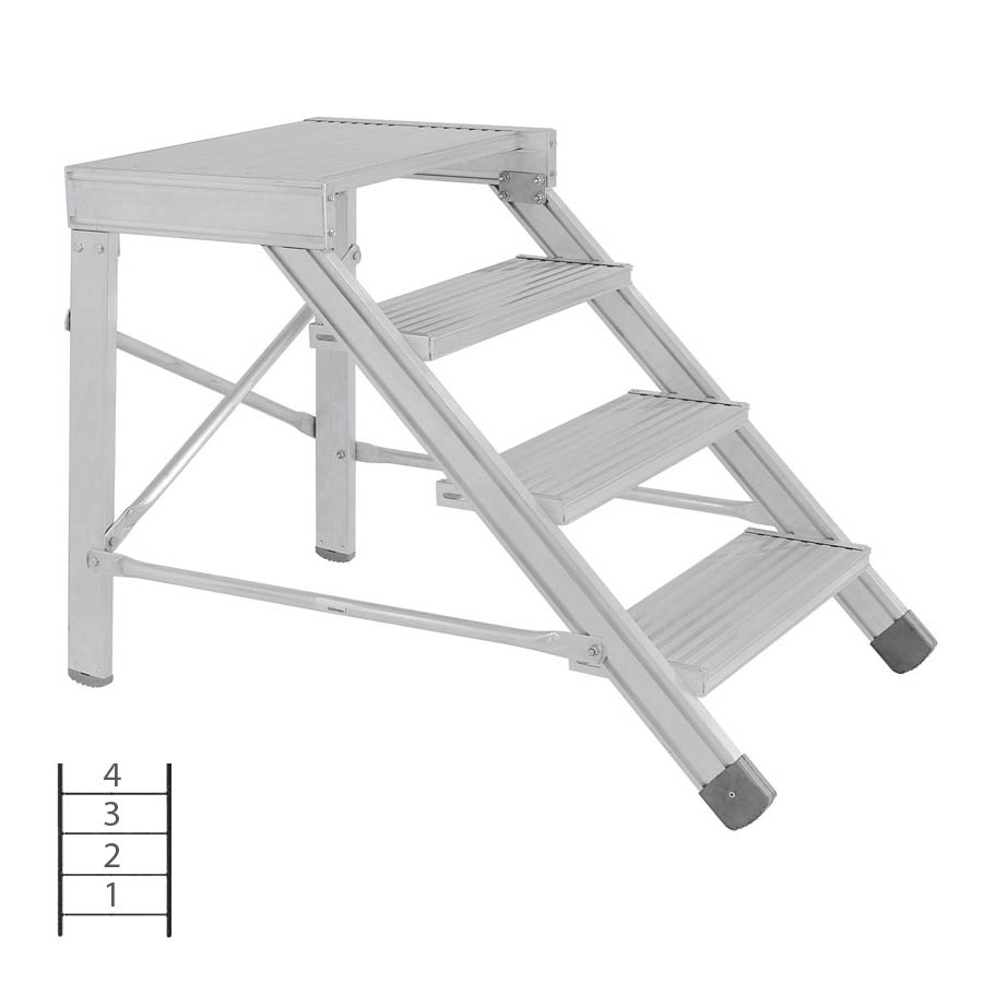 [046040] Escalera con 4 escalones y descansillo, anchura de escalones 800 mm - Dim.: 1150x943x800h mm - Aluminio