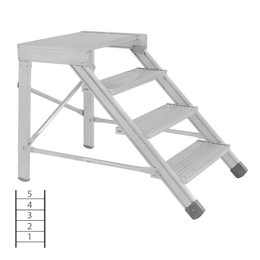 [046041] Escalera con 5 escalones y descansillo, anchura de escalones 800 mm - Dim.: 1350x969x1000h mm - Aluminio