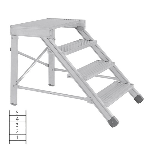 [046041] Escalera con 5 escalones y descansillo, anchura de escalones 800 mm - Dim.: 1350x969x1000h mm - Aluminio