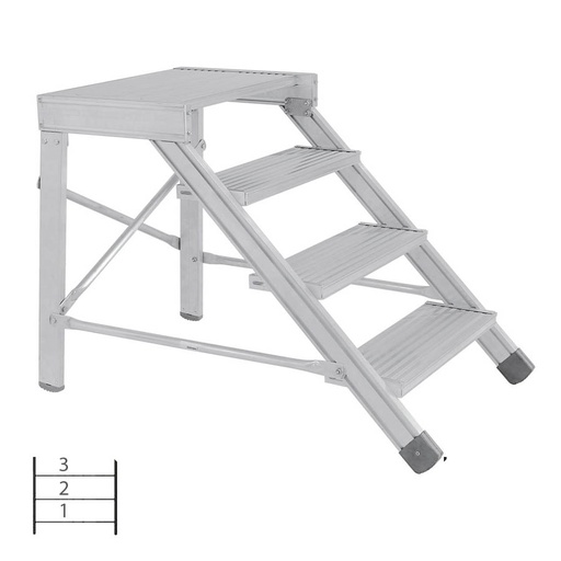 [046044] Escalera con 3 escalones y descansillo, anchura de escalones 1000 mm - Dim.: 950x1116x600h mm - Aluminio