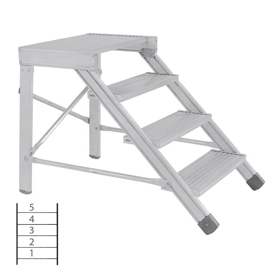 [046046] Escalera con 5 escalones y descansillo, anchura de escalones 1000 mm - Dim.: 1350x1169x1000h mm - Aluminio