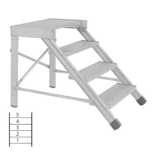 [046046] Escalera con 5 escalones y descansillo, anchura de escalones 1000 mm - Dim.: 1350x1169x1000h mm - Aluminio