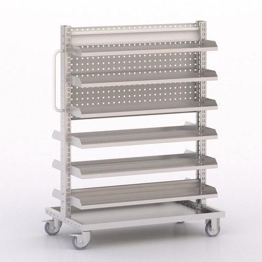 [046050] Carro modular con 9 bandejas y paneles perforados (sin cajas) - Dim.: 1023x613x1365h mm - Cincado y Gris ral 7035