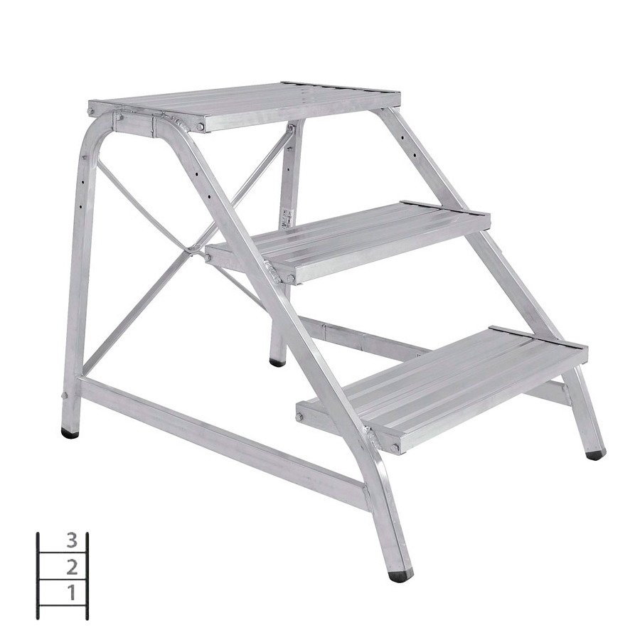 [046069] Pedestal para uso profesional con 3 peldaños - Dim.: 950x600x720h mm - Aluminio