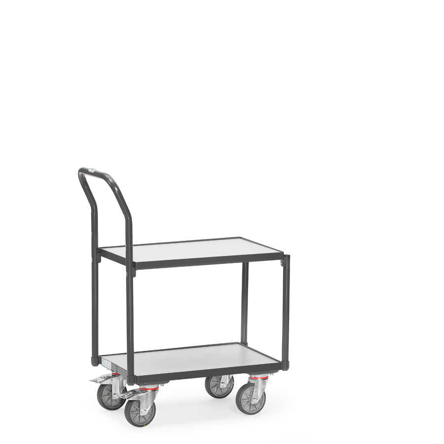 [046087] Carro de plataforma, estante fijo y tirador con protección antiestática ESD - Dim. plataforma 605 x 405 mm - Gris ral 7015