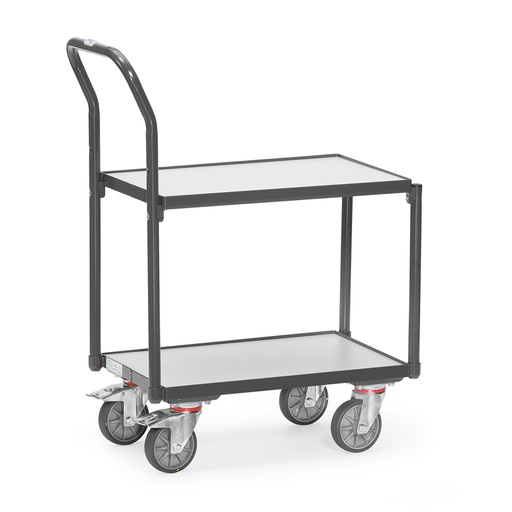 [046087] Carro de plataforma, estante fijo y tirador con protección antiestática ESD - Dim. plataforma 605 x 405 mm - Gris ral 7015