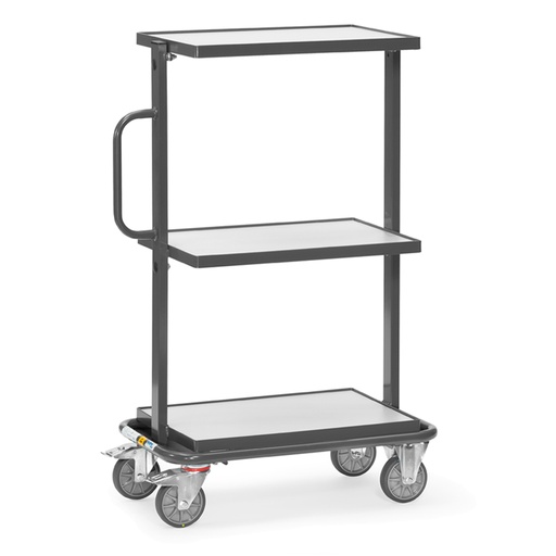 [046089] Carro de plataforma, estante fijo y tirador vertical con protección antiestática ESD - Dim. plataforma 605 x 405 mm - Gris ral 7015