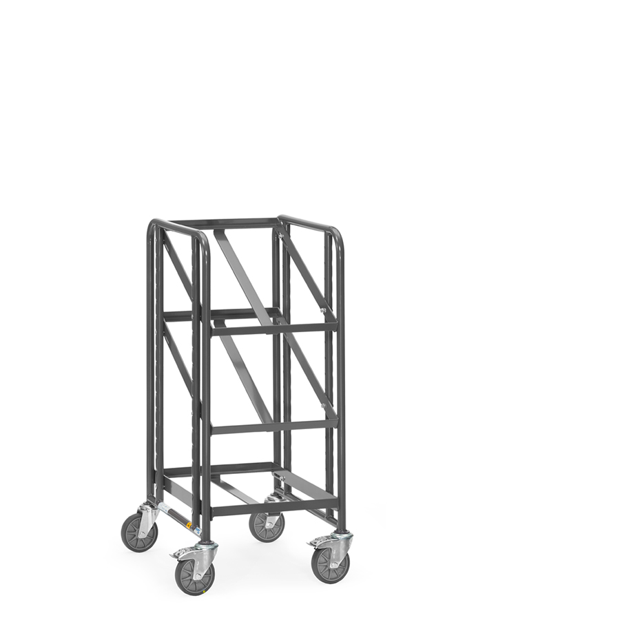 [046092] Carro con protección antiestática ESD para caja euro, 2 estantes - Dim. plataforma 410 x 610 mm - Gris ral 7015