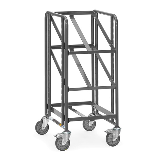 [046092] Carro con protección antiestática ESD para caja euro, 2 estantes - Dim. plataforma 410 x 610 mm - Gris ral 7015