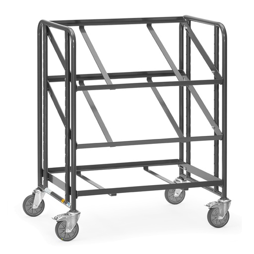 [046094] Carro con protección antiestática ESD para caja euro, 2 estantes - Dim. plataforma 820 x 610 mm - Gris ral 7015