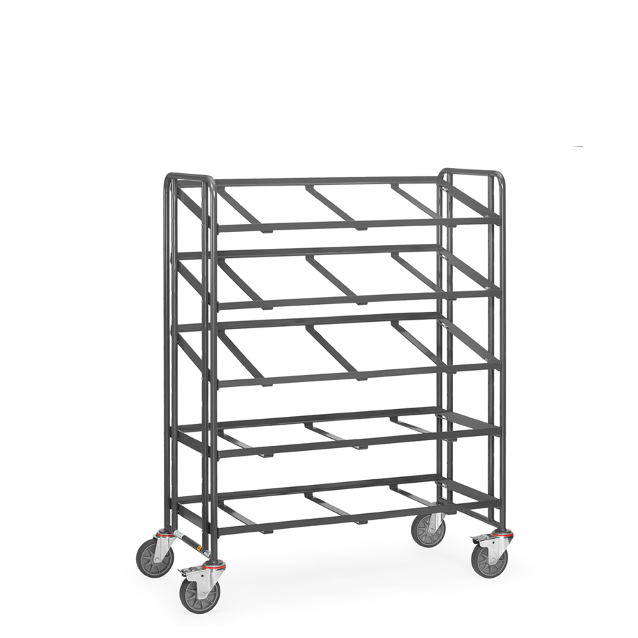 [046096] Carro con protección antiestática ESD para caja euro, 2 estantes - Dim. plataforma 1240 x 610 mm - Gris ral 7015