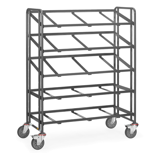 [046096] Carro con protección antiestática ESD para caja euro, 2 estantes - Dim. plataforma 1240 x 610 mm - Gris ral 7015