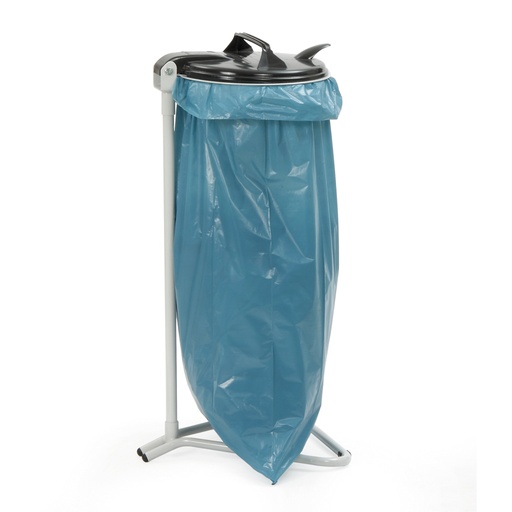[046369] Soporte metálico con tapa para bolsas de basura (1 x 120 lts) - Dim.: 500x500x960h mm - Gris ral 7035