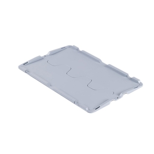 [046481] Juego de 2 tapas plásticas Eurobox tipo 'cocodrilo' serie Silverline con bisagras - Dim.: 600x400 mm - Gris