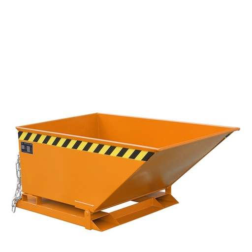 [046521] Contenedor basculante manual de baja altura con guías para carretilla - Capacidad 0,4 m³ - Dim.: 1390x840x610h mm - Naranja ral 2000