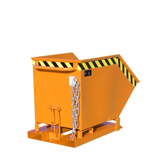 [046523] Contenedor basculante manual con guías para carretilla - Capacidad 0,25 m³ - Dim.: 1130x590x740h mm - Naranja ral 2000