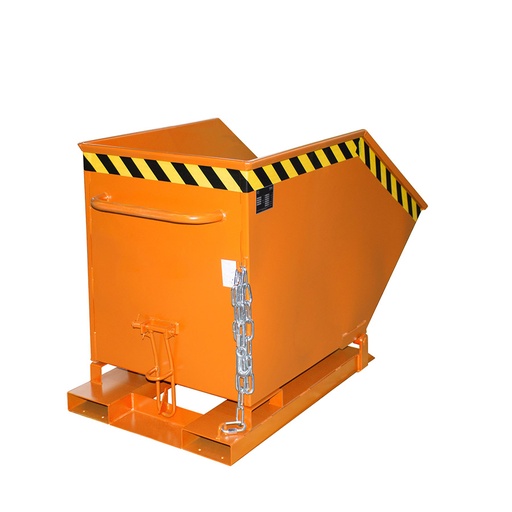 [046525] Contenedor basculante manual con guías para carretilla - Capacidad 0,4 m³ - Dim.: 1320x670x840h mm - Naranja ral 2000