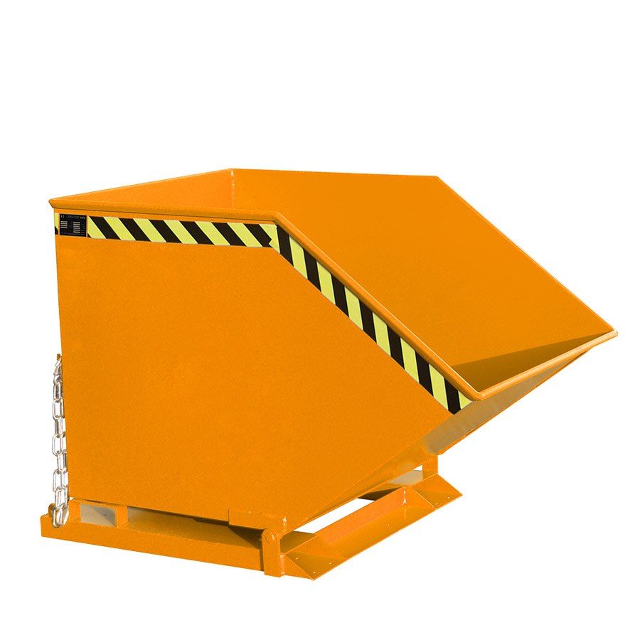 [046529] Contenedor basculante manual con guías para carretilla - Capacidad 0,8 m³ - Dim.: 1420x910x980h mm - naranja ral 2000