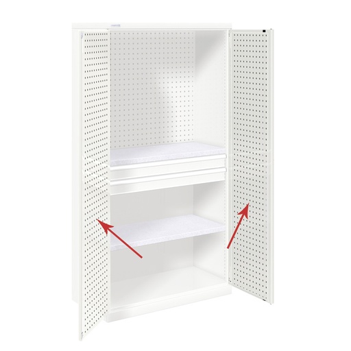 [046582] Par de paneles metálicos perforados porta herramientas para puertas de armario - Dim.: 440x12x1860h mm - Gris ral 7035