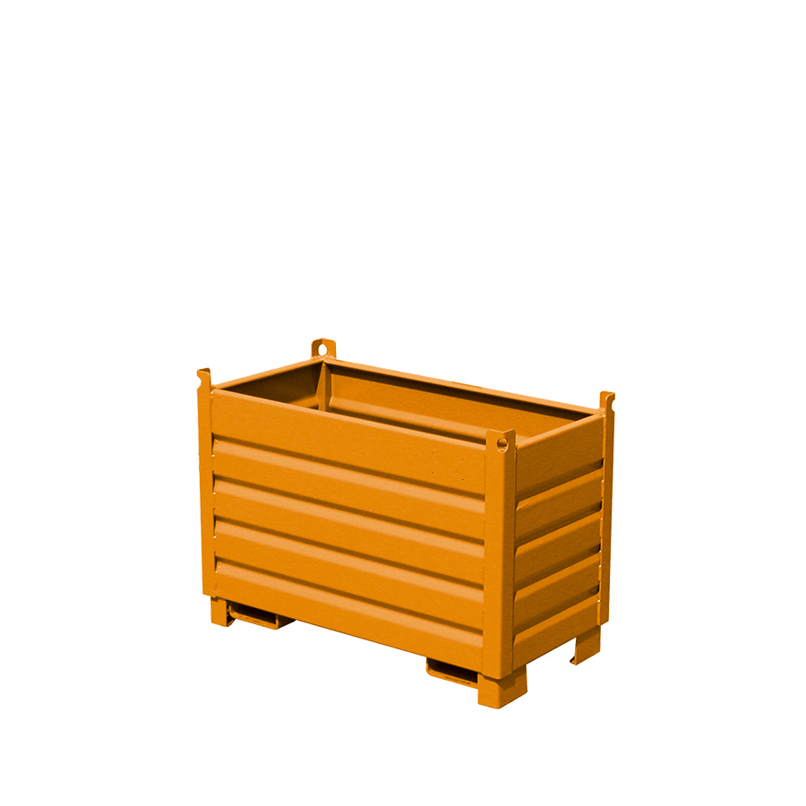 [046584] Contenedor metálico de chapa reforzado de 0,5 m³ - Dim.: 600x1200x850h mm - Naranja ral 2000