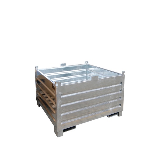 [046588] Contenedor metálico de chapa reforzado de 1 m³ - Dim.: 1200x1200x850h mm - acero galvanizado