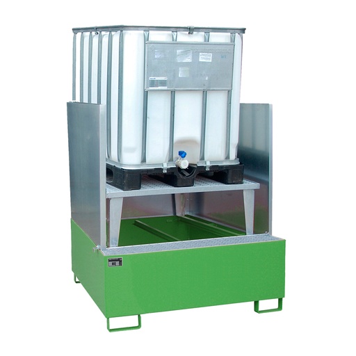 [046672] Cubeto de retención metálico con paredes y soporte elevador para trasvase - Cap.: 1000 lts. - Dim.: 1460x1460x1620h mm - acero pintado