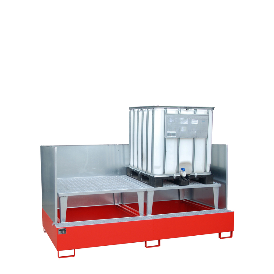 [046674] Cubeto de retención metálico con paredes y soporte elevador para trasvase - Cap.: 1000 lts. - Dim.: 2650x1460x1435h mm - acero pintado