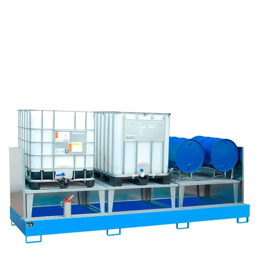 [046676] Cubeto de retención metálico con paredes y soporte elevador para trasvase - Cap.: 1000 lts. - Dim.: 3850x1460x1340h mm - acero pintado