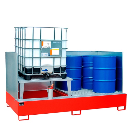 [046678] Cubeto de retención metálico con paredes y soporte elevador para trasvase - Cap.: 1000 lts. - Dim.: 2650x1460x1435h mm - acero pintado