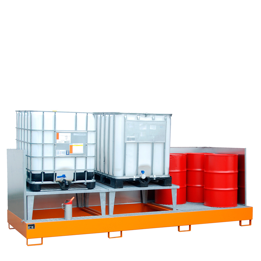 [046682] Cubeto de retención metálico con paredes y soporte elevador para trasvase - Cap.: 1000 lts. - Dim.: 3850x1460x1340h mm - acero pintado