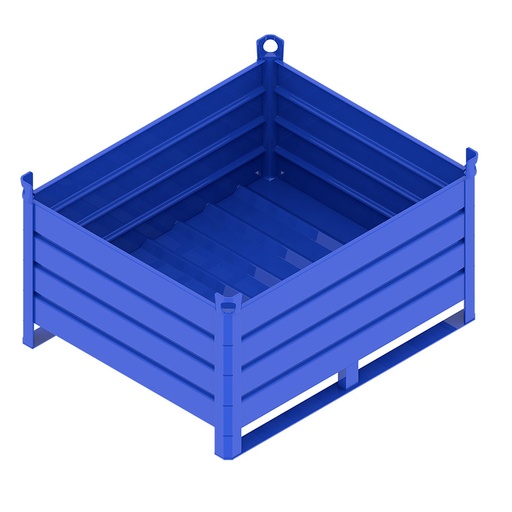 [046712] Contenedor metálico de chapa de acero con travesaños y sin puerta - Dim.: 1200x1000x600h mm - Azul ral 5010