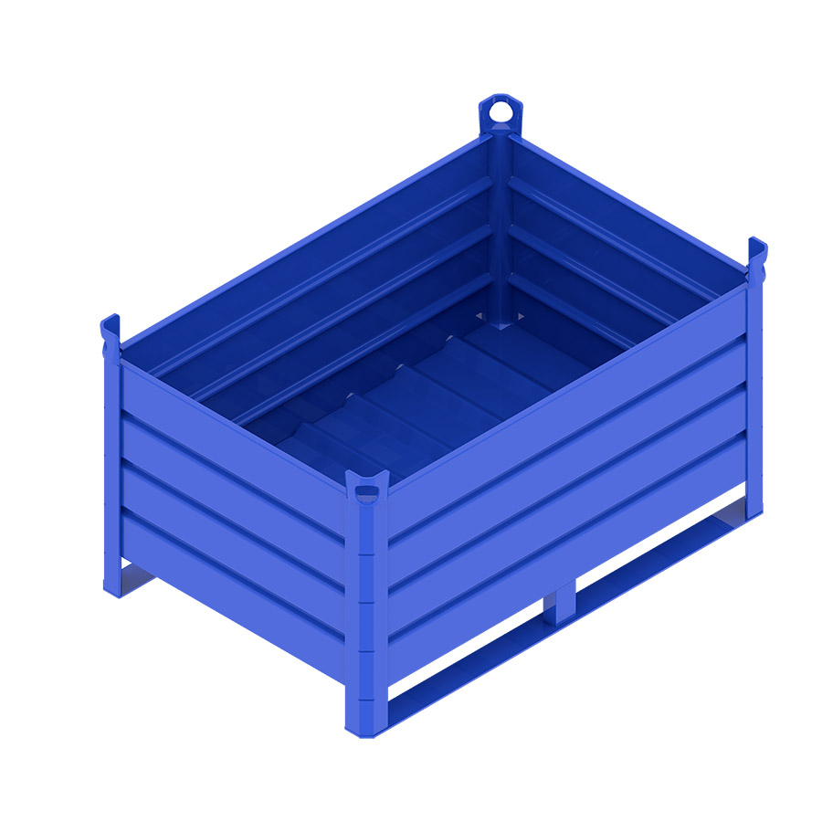 [046713] Contenedor metálico de chapa de acero con travesaños y sin puerta - Dim.: 1200x800x600h mm - Azul ral 5010