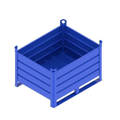 [046714] Contenedor metálico de chapa de acero con travesaños y sin puerta - Dim.: 1000x800x600h mm - Azul ral 5010