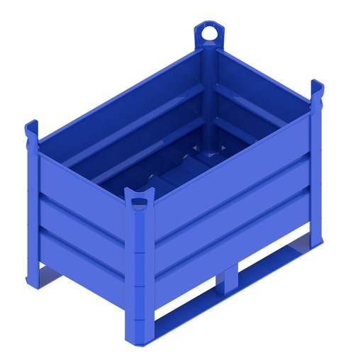 [046715] Contenedor metálico de chapa de acero con travesaños y sin puerta - Dim.: 800x500x500h mm - Azul ral 5010