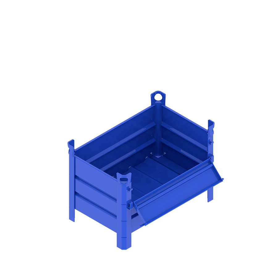 [046721] Contenedor metálico de chapa de acero con puerta - Dim.: 800x500x500h mm - Azul ral 5010