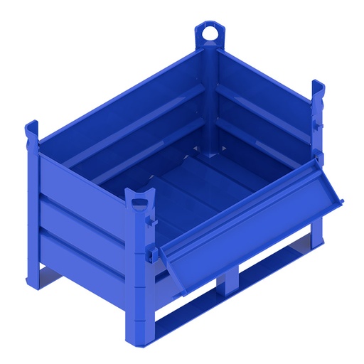 [046722] Contenedor metálico de chapa de acero con travesaños y con puerta - Dim.: 800x500x500h mm - Azul ral 5010