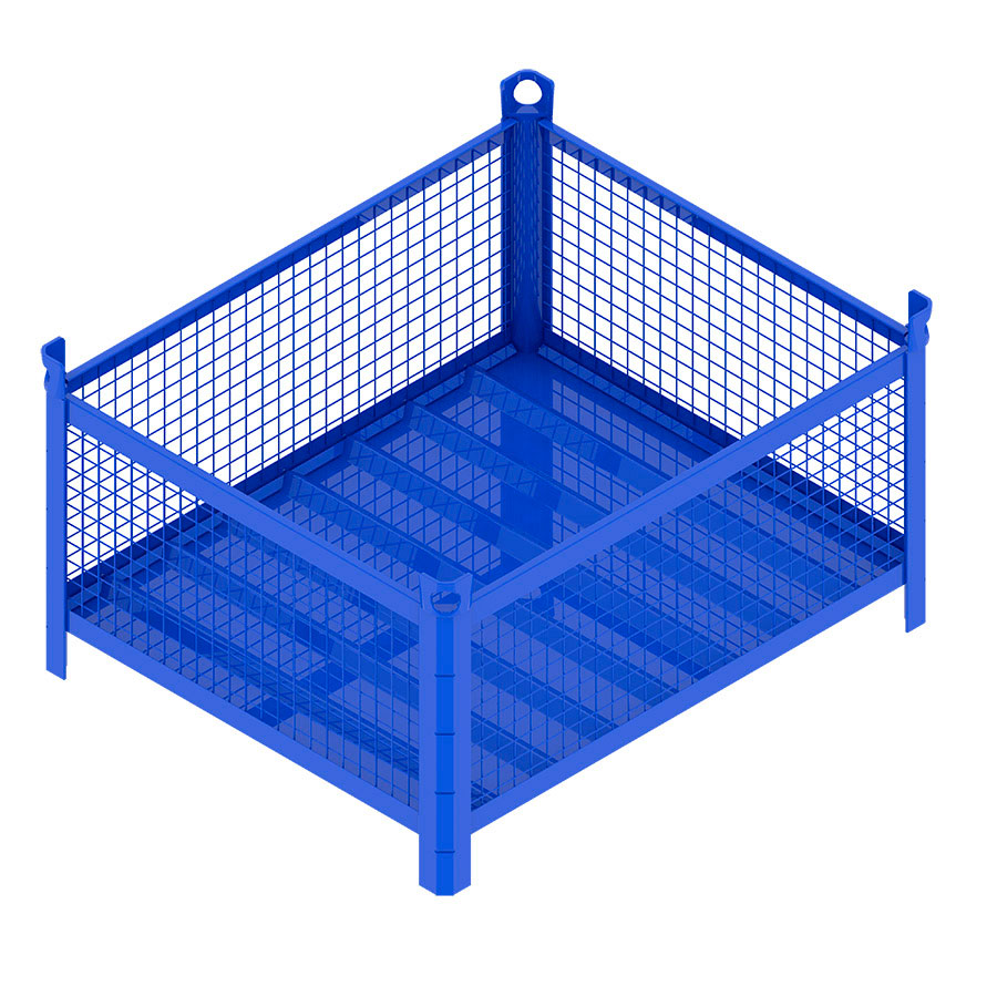 [046724] Contenedor metálico con paredes de malla de acero sin puerta - Dim.: 1200x1000x600h mm - Azul ral 5010
