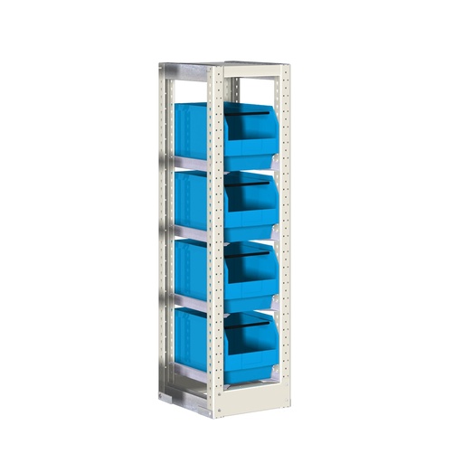 [046731] Estantería con guías y 4 cajas de 210x350x200h mm - Dim.: 302x350x1100h mm - Acero cincado