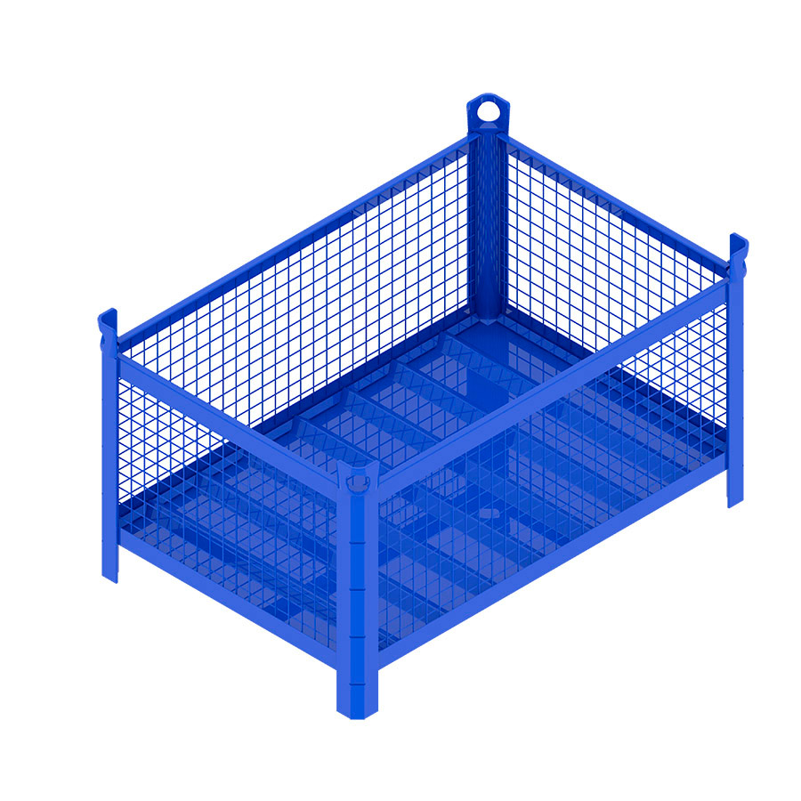 [046741] Contenedor metálico con paredes de malla de acero sin puerta - Dim.: 1200x800x600h mm - Azul ral 5010